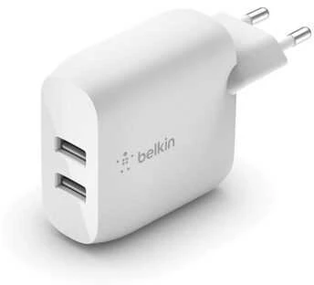 BELKIN DUAL USB-A SIENINIS Įkroviklis, 12W X2, Baltas