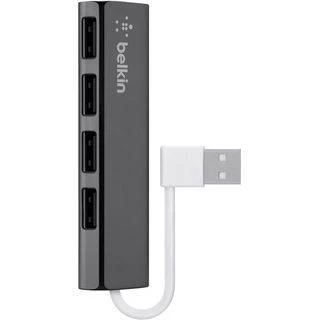 „Belkin“ itin plokščias 4 prievadų plonas „Travel-Hub“ pasyvus juodas F4U042BT