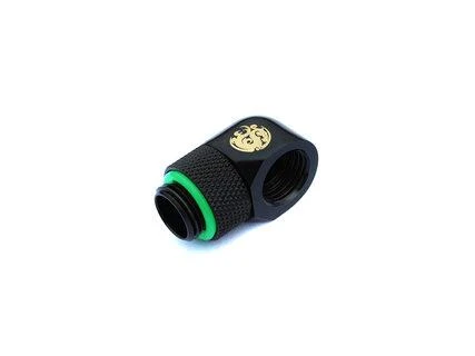 Bitspower adapteris 90 laipsnių kampu, G1/4 colio AG į G1/4 colio IG – pasukamas, matinis juodas