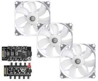 Bitspower Notos RGB PWM korpuso ventiliatorius, 120mm – baltos spalvos, 3er-Pack