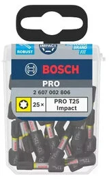 Bosch Suktuvo antgaliai T25 25 vnt./ Impact, L=25mm