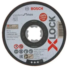 BOSCH pjovimo diskas PRO nerūdijančiam plienui ir metalui, 115 × 1,6 × 22,23 mm, X-Lock, tiesus (2.608.619.362)