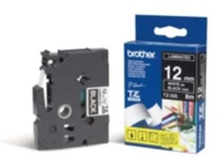 Brother | TZe-335 Laminated Tape | Baltas on Juodas | TZe | 8 m | 1.2 cm