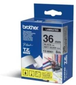 Brother TZe-M961 Metallic Matt Laminated Tape Juodas on Sidabrinis, TZe, 8 m, 3.6 cm