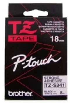 Brother | TZe-S241 Strong Adhesive Laminated Tape | Juodas on Baltas | TZe | 8 m | 1.8 cm