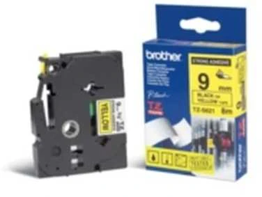 Brother | TZe-S621 Strong Adhesive Laminated Tape | Juodas on Geltona | TZe | 8 m | 9 cm
