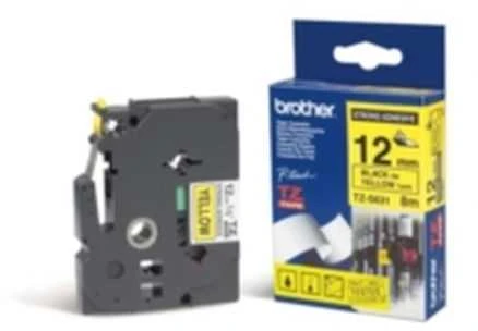 Brother | TZe-S631 Strong Adhesive Laminated Tape | Juodas on Geltona | TZe | 8 m | 1.2 cm