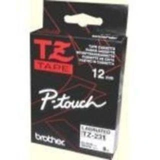 Brother | TZ-231 Laminated Tape | Juodas on Baltas | TZe | 8 m | 1.2 cm