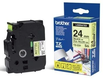 Brother TZe-C51 etikečių juostelė Juoda fluorescencinės geltonos fone