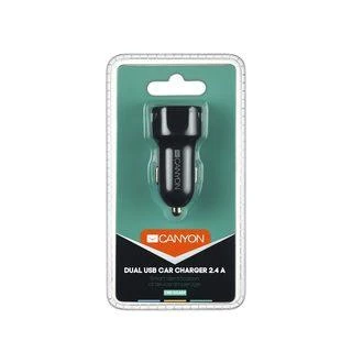 CANYON automobilinis pakrovejas C-04 2.4A/2USB-A Juodas