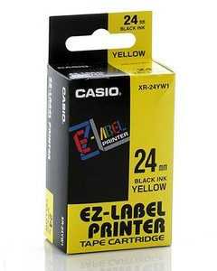 Casio Casio originali etikečių spausdintuvo juosta, Casio, XR-24YW1, juoda spausdinimas/Gelton pagrindas, nelaminuotas, 8m, 24mm - XR-24YW1