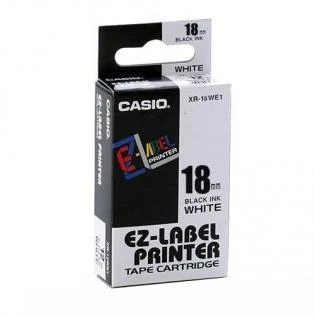 Casio XR- 18WE1 juostelė, juoda, su baltu pagrindu, nelaminuota, 8m, 18mm