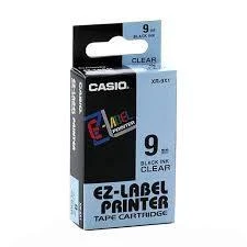 Casio originali etikečių spausdintuvo juosta, Casio, XR-9X1, juoda spausdinimo/permatomos pagrindas, nelaminuotas, 8m, 9mm