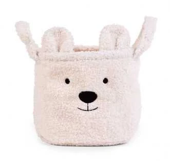 CHILDHOME DAIKTŲ IR ŽAISLŲ LAIKYMO KREPŠYS 25X20X20 CM, TEDDY OFF Baltas