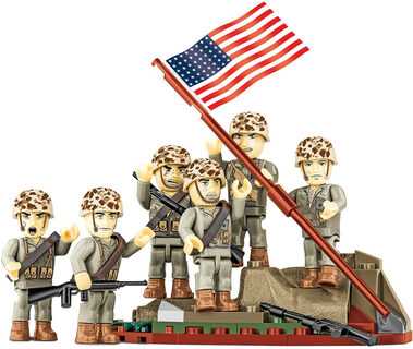 COBI 2059 blokai pakelia vėliavą Iwo Jima 1945 m. 6 JAV jūrų pėstininkų figūrėlės