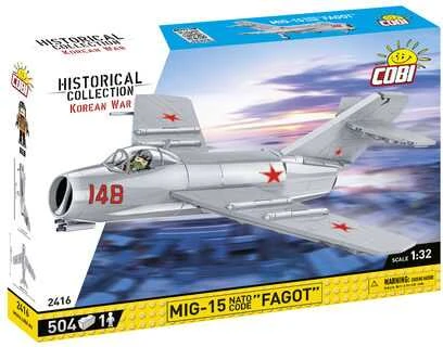 Code COBI 2416 istorinė kolekcija Korėjos karas Korėjos karo naikintuvas MIG-15 NATO KODAS "FAGOT" 504 kaladėlės