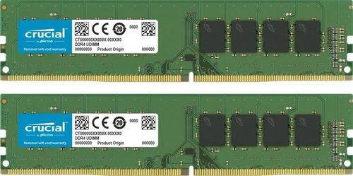 16 GB (2 x 8 GB) „Crucial DDR4-3200 CL22 UDIMM Single Rank RAM Atmintis Kit“