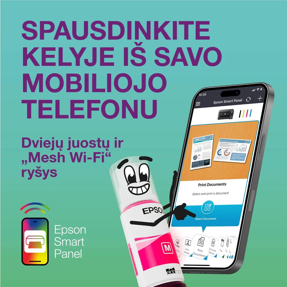 Daugiafunkcis spausdintuvas Epson EcoTank L6370 | A4 | spalvotas | Wi-Fi | Ethernet | automatinis dvipusis spausdinimas (C11CL43403)