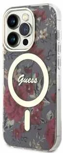 Guess GUHMP14XHCFWSA Apple iPhone 14 Pro Max 6.7″ khaki kietas dėklas Flower MagSafe