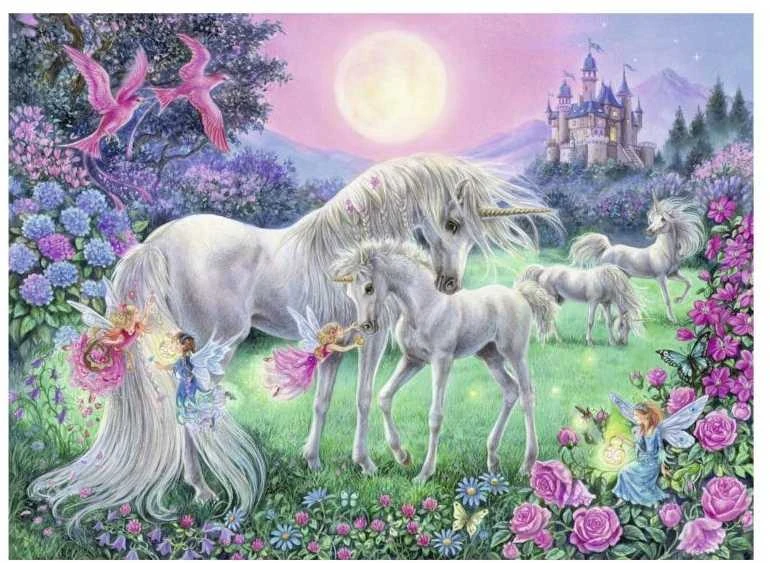 Ravensburger Dėlionė 100 vnt. - Vienaragiai mėnulio šviesoje