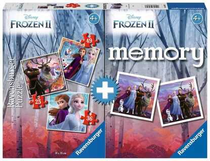 Ravensburger 3 dėlionės + memory® „Disney Ledo šalis 2“, nuo 4 m.