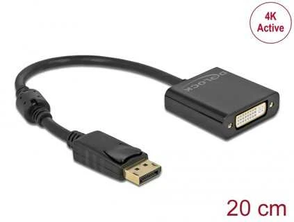 DisplayPort į DVI 4K aktyvus adapteris, juodas