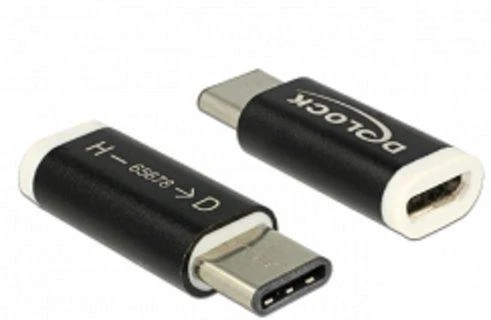 DELOCK USB 2.0 Micro-B adapteris (priegloba) > USB Type-C 2.0 vyriškas (įrenginys) juodas