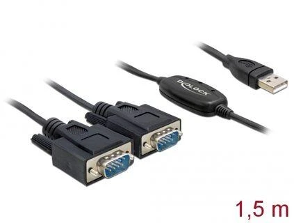 USB adapteris Delock USB - RS- 232 x2 Juodas (61886)