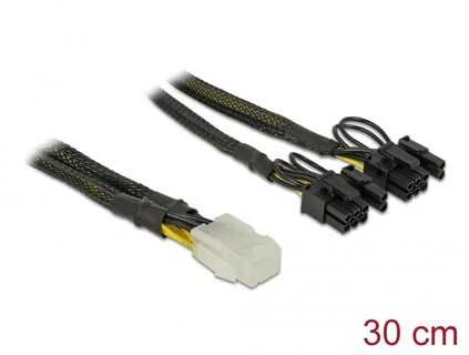 DELOCK PCI Express maitinimo kabelis 6 kontaktų lizdas > 2 x 8 kontaktų kištukas 30 cm