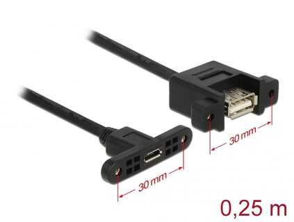 USB Kabelis Delock 85109 Micro-B 0,25m B