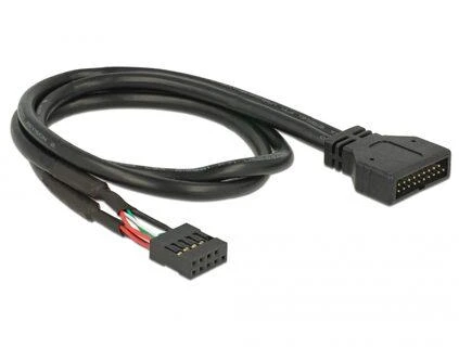 Delock USB 19 pin - USB 9 pin, 0.45m, Juodas (83776)