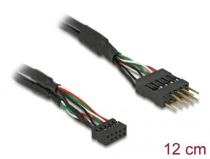 Delock USB 9 pin - USB 9 pin, 0,12m, Juoda (41977)