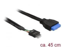 Delock USB 19 pin - USB 8 pin, 0.45m, Juodas (83791)