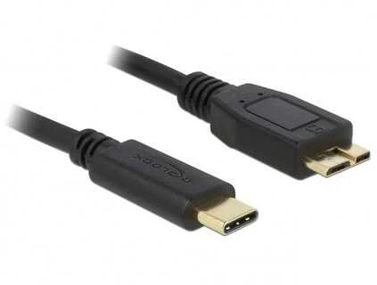 USB kabelis Delock USB-C - mikroUSB 1 m Juoda (83677)