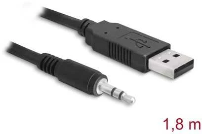 Kabelis USB Delock USB-A - mini Jack 3.5 mm 1.8 m Juodas (83115)
