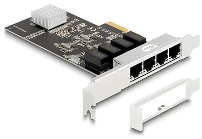 Kontroler Delock DeLOCK PCIe x4 to 4 x RJ45 Gbit, LAN adapter (Realtek RTL8111H)