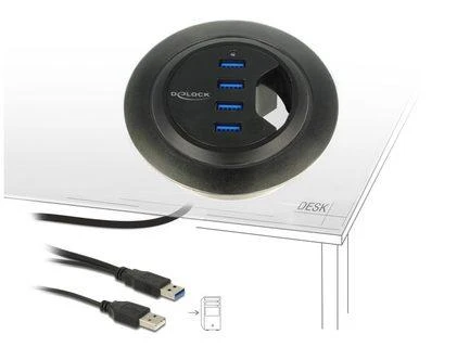 Delock HUB USB 3.0 stalo šakotuvas 60 mm 4 x USB 3.0 prievadai Delock