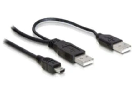 Kabelis USB Delock miniUSB - 2x USB-A 1 m Juodas (82447)