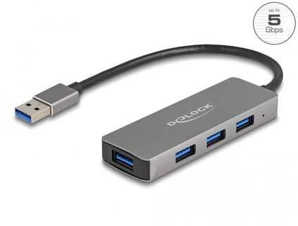 HUB USB Delock DeLOCK 63171 huby i koncentratory USB 3.2 Gen 1 (3.1 Gen 1) Type-A 5000 Mbit/s Pilka