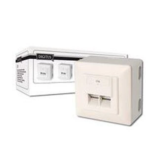 DIGITUS CAT 5e sieninis lizdas, ekranuotas, 2x RJ45, 8P8C, LSA, spalva grynas baltas, montuojamas ant paviršiaus, DN-9002/B5-N