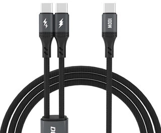 Dudao L3F 2in1 kabelis 100W 1.2m 2 x USB-C – juodos spalvos
