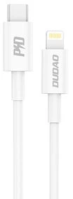Dudao L6X USB-C – Lightning PD 20W 1m kabelis – baltos spalvos