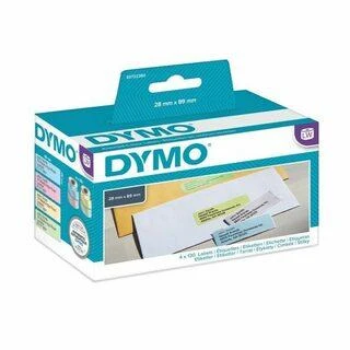 DYMO S0722380 Etiketės spalvotos 89 x 28mm (4x130vnt): geltona, mėlynas, rausva, žalia
