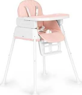 Rožinė ECOTOYS 3-in-1 sulankstoma vaikiška maitinimo kėdutė rožinė