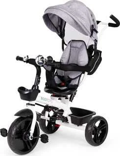 Ecotoys Besisukantis triratukas su gaubtu 360° Pilka