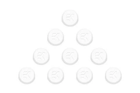 Ek Water Blocks „Ek Vanduo Blocks“ EK „Vanduo Blocks“ EK-Quantum sukimo momento kamščio dangteliai, 10 vnt. pakuotė, balti