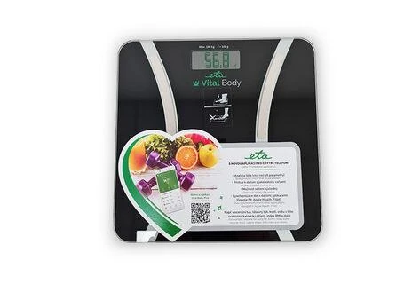 Svarstyklės ETA | Vital Body Asmeninė skalė | ETA678090000 | Kūno analizatorius | Didžiausias svoris (keliamoji galia) 180 kg | Tikslumas 100 g | Kūno masės indekso (KMI) matavimas | Juodas