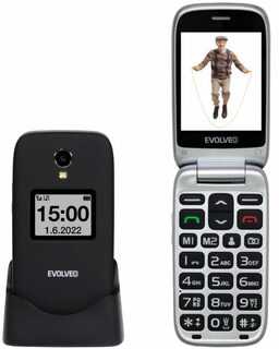 Išmanusis telefonas Evolveo EasyPhone FS, atverčiamas mobilusis telefonas 2.8" senjorams su įkrovimo stovu (geltonos spalvos)