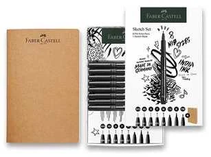Faber-Castell Rašiklių rinkinys Faber Castel Pitt Artist Pen + eskizų bloknotas