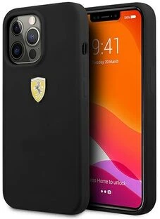 Ferrari FESSIHCP13XBK iPhone 13 Pro Max 6,7″ juodos spalvos kietas dėklas Silicone